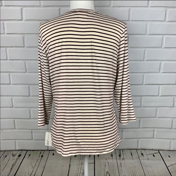 🔥MAISON JULES🔥STRIPED NECK-TIE TOP RUBY WINE LARGE NWT - Picture 6 of 7